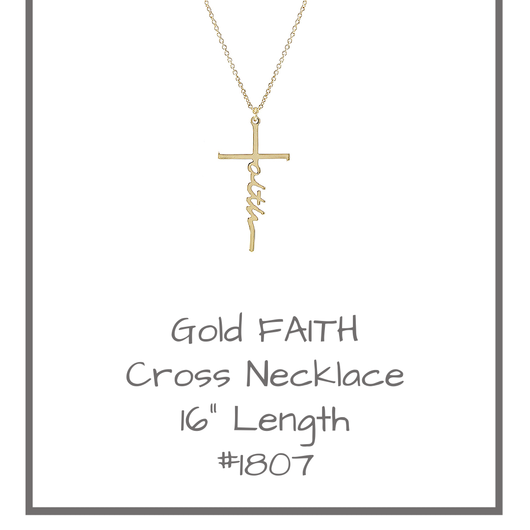Gold FAITH Cross Necklace 1807WO Walk By Faith Jewelry